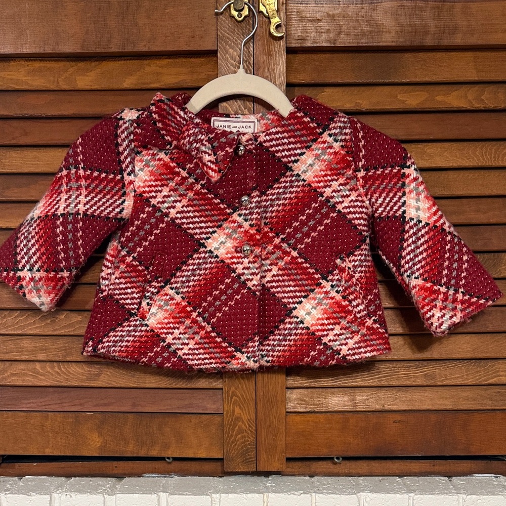Janie and Jack 2T red Plaid Kids Jacket